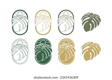 Conjunto de ilustraciones vectoriales de diseño de logotipo botánico