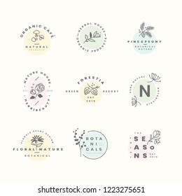 Set of botanical logo design vectors