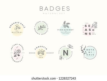 Conjunto de vectores de diseño de logotipo botánico