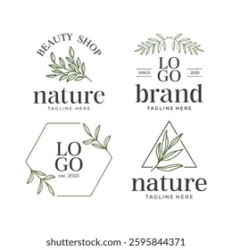 Set of botanical logo with leaves vector