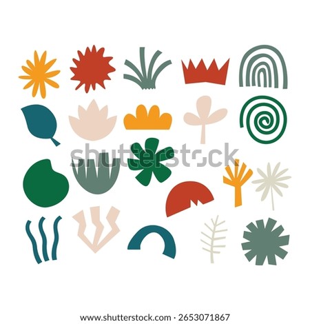 Set Botanical Organic Shape Cartoon Illustration