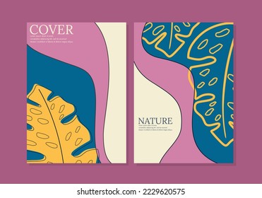 set of botanical outline wall art designs. abstract doodle background. for home decoration, interior, rooms, covers.