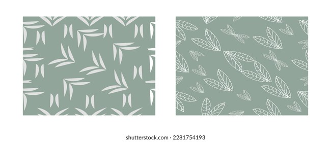 Set botanical seamless patterns. Vector illustrations. Fashion,textile, fabric. Wallpaper, wrapping paper.