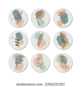 Set of botanical social media highlight icons, cute vector design for instagram stories
