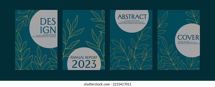 set of botanical style cover designs. leaf line art abstract background.For notebooks, planners, brochures, books, catalogs