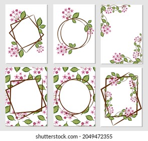 Conjunto de plantillas botánicas para tarjetas de felicitación o invitaciones. Hoya Carnosa. Coloca tu texto. Ilustración vectorial dibujada por mano