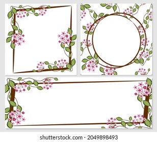 Conjunto de plantillas botánicas para tarjetas de felicitación o invitaciones. Hoya Carnosa. Coloca tu texto. Ilustración vectorial dibujada por mano