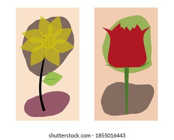 a set of botanical wall art vectors, abstract flowers, for your wallpaper or wall decoration, minimalist design