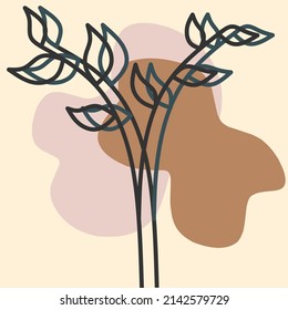 Set of botanical wall art vectors. line art leaves an image with an abstract shape. abstract plant art design for minimal and natural prints, covers, wallpapers, wall art