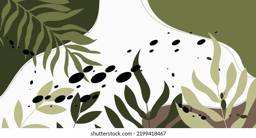 Set of botanical wall art vectors. aesthetic foliage hand drawn art. Abstract Plant Art Design for poster, home decor, cover, wallpaper.