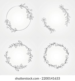 set botanical wedding invitation vector design circle style