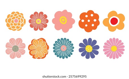 Set of  botany flowers icon. Abstract origami flowers symbol style background. style for banners, wallpaper, posters, websites, online shopping.Vector illustration design.