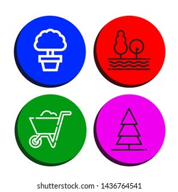 Set of botany icons such as Tree, Wheelbarrow , botany