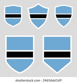 Set of Botswana Flag in Shield Shape Frame