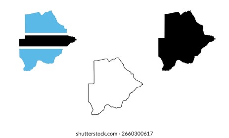 Conjunto do mapa de Botsuana isolado no fundo branco, design de ilustração vetorial