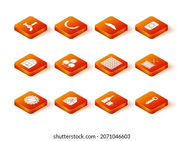 Set Bottle cap, Farm House, Wooden barrels, Beer bottle and glass, Checkered napkin, opener and Musical drum sticks icon. Vector