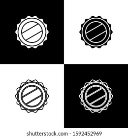 Set Bottle cap icon isolated on black and white background.  Vector Illustration