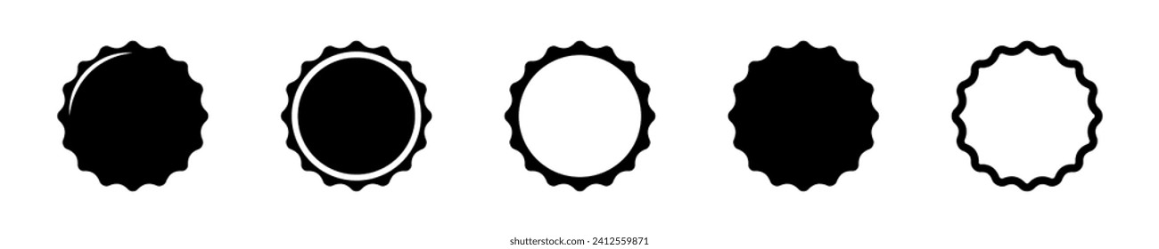 Set of bottle cap vector icons. Lid or cover from beer or beverage.