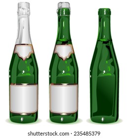 Set bottle of Champagne. Illustration in vector format