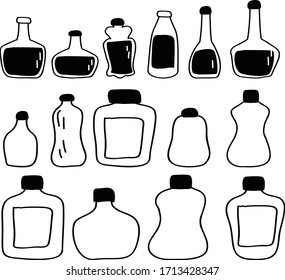 A Set of bottle collection suitable for any bottle content with cartoon or doodle design