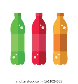 set of bottle colorful soft drink bottle flat icon on white background illustration vector