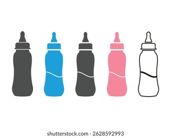 set of bottle of formula, symbol icon design vector, isolated on transparent background