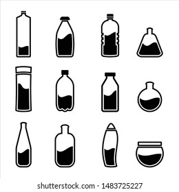 set bottle icon on white background