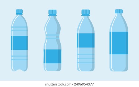 Set of bottle icon Bottle of water icon in flat style. Vector illustration. Plastic bottle collection. Plastic bottle icon set with different style.