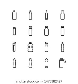 Set of bottle line icon design, water package vector illustration.