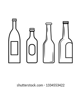 Set of bottle lines icons on white background - vector illustration.