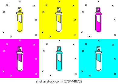 Set Bottle with love potion icon isolated on color background. Valentines day symbol.  Vector Illustration