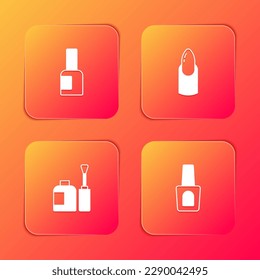 Set Bottle of nail polish, Nail manicure,  and  icon. Vector