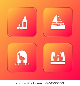 Set Bottle of olive oil, Yacht sailboat, Spanish woman and Gate Europe icon. Vector