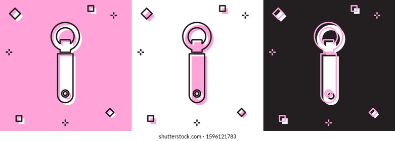 Set Bottle opener icon isolated on pink and white, black background.  Vector Illustration