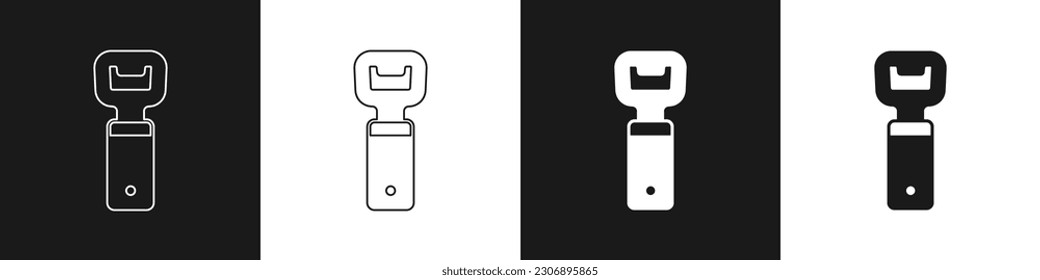 Set Flaschenöffner Symbol einzeln auf schwarz-weißem Hintergrund.  Vektorgrafik