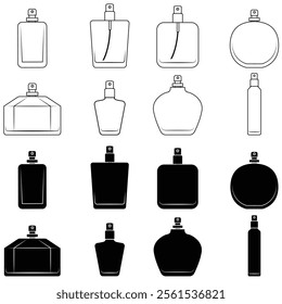 Set of bottle perfume vector illustration. bottle perfume icon