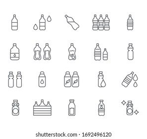 Set of bottle Related Vector Line Icons. 