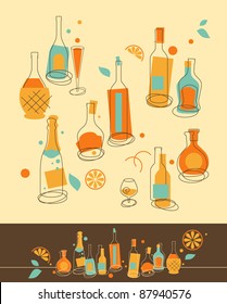 Set of Bottle in Retro-Styled