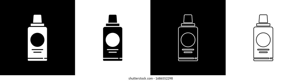 Flasche Shampoo-Symbol einzeln auf schwarz-weißem Hintergrund. Vektorillustration-Illustration