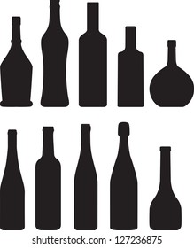 set of bottle silhouette