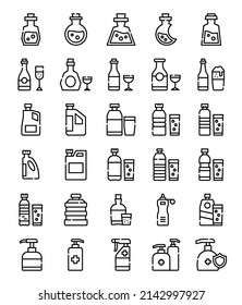 set of bottle simple line icons set vector illustration