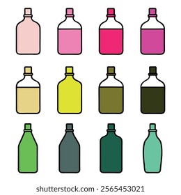 a set of bottle vector illustration, bottles, cylinder, collection, sets, icons, cans