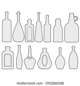 Set bottle . Vector vintage engraved illustration isolated on white background.