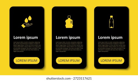 Set Flasche Wasser, Große Flasche mit sauberen und Wasch Hände Seife. Vorlage für Geschäftsinformationen. Vektorgrafik