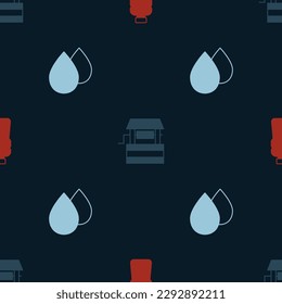 Colocar la botella de agua, el pozo y el agua caen en un patrón ininterrumpido. Vector