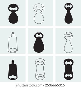 set of bottle-opener icons. Simple set of white-background bottle-opener vector icons for web design