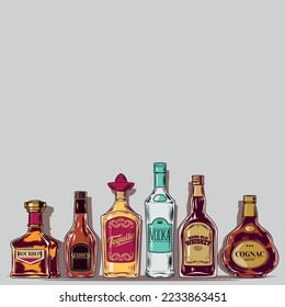 poner botellas con aguardiente de alcohol