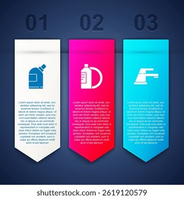 Set Botellas para agente de limpieza, lavavajillas botella de líquido y placa y grifo de agua. Plantilla de infografía de negocios. Vector
