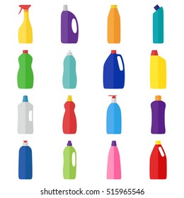 Set of bottles of cleaning products, vector illustration