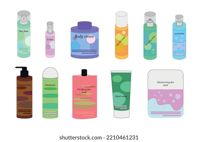 Set of bottles for cosmetics and personal care